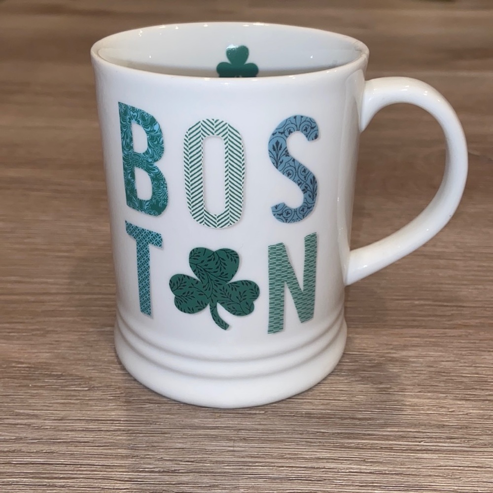 Fringe White and Green Boston Shamrock Mug